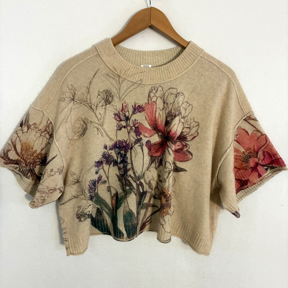 Anthropologie Goldie Cashmere Sweater Womens S Floral Artsy Boho Festival